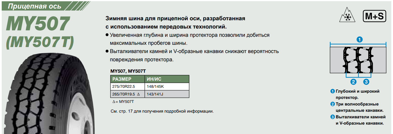 Грузовая шина Yokohama MY507 11 R22.5, универсальная ось
